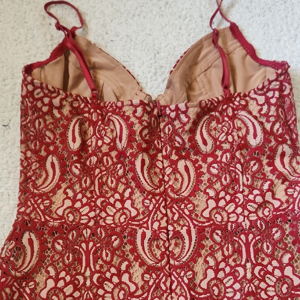 For Love And Lemons Elegant Red Lace Dress - Picture 2 of 3